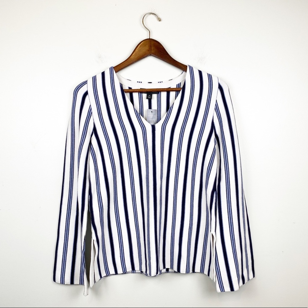 Ann Taylor Silk Blend Striped V-Neck NWT
